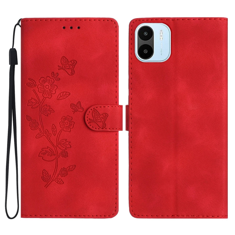 Flower Butterfly Embossing Pattern Leather Phone Case