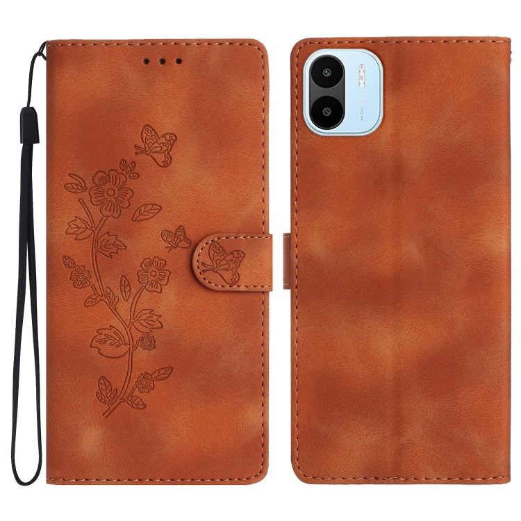 Flower Butterfly Embossing Pattern Leather Phone Case