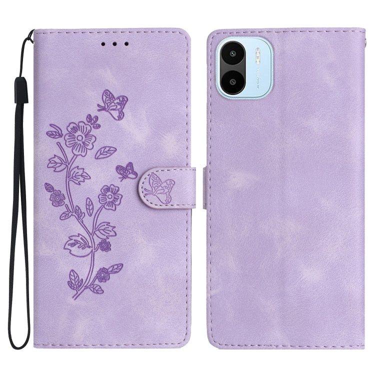 Flower Butterfly Embossing Pattern Leather Phone Case