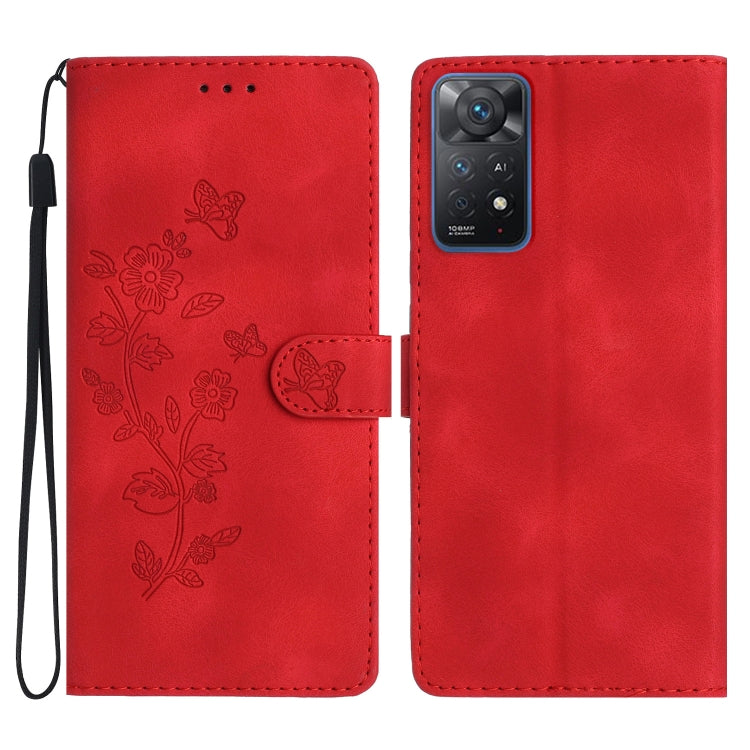 Flower Butterfly Embossing Pattern Leather Phone Case