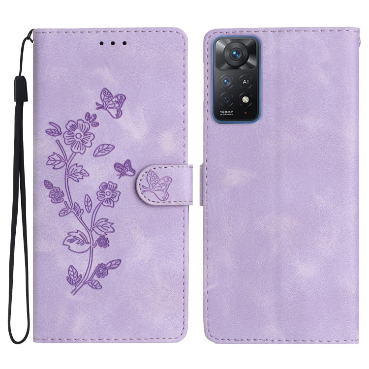 Flower Butterfly Embossing Pattern Leather Phone Case