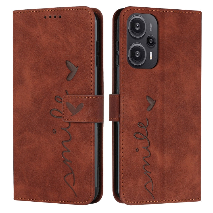 Skin Feel Heart Pattern Leather Phone Case, For Xiaomi Redmi 12 4G, For Xiaomi Redmi Note 12 Turbo/Poco F5, For Xiaomi Redmi Note 12S 4G Global