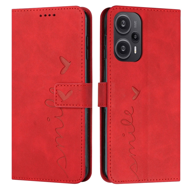 Skin Feel Heart Pattern Leather Phone Case, For Xiaomi Redmi 12 4G, For Xiaomi Redmi Note 12 Turbo/Poco F5, For Xiaomi Redmi Note 12S 4G Global