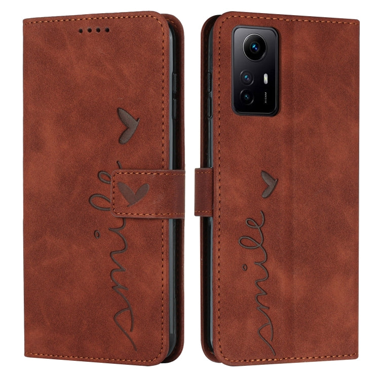 Skin Feel Heart Pattern Leather Phone Case, For Xiaomi Redmi 12 4G, For Xiaomi Redmi Note 12 Turbo/Poco F5, For Xiaomi Redmi Note 12S 4G Global