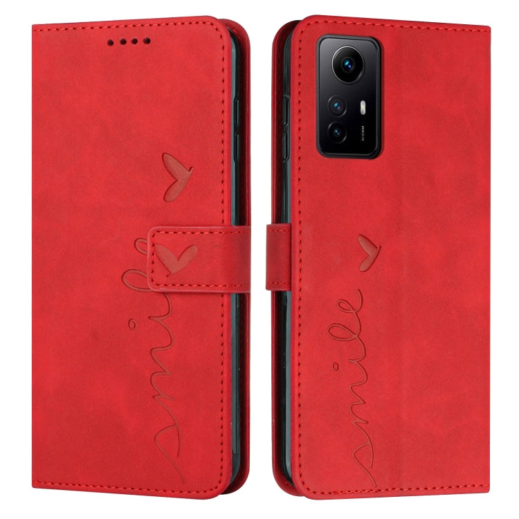 Skin Feel Heart Pattern Leather Phone Case, For Xiaomi Redmi 12 4G, For Xiaomi Redmi Note 12 Turbo/Poco F5, For Xiaomi Redmi Note 12S 4G Global