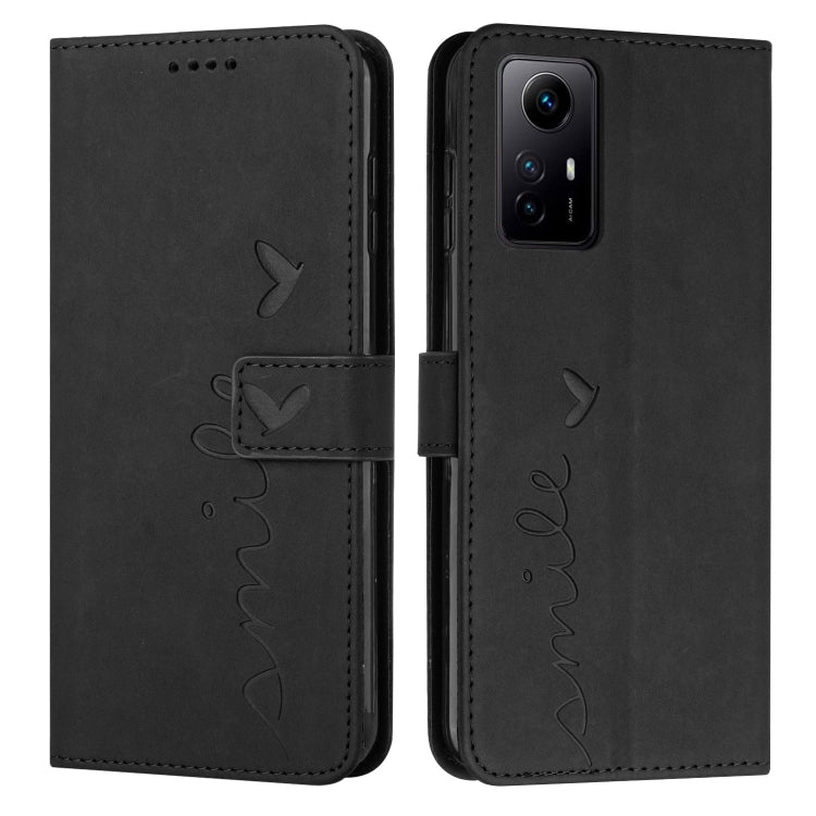 Skin Feel Heart Pattern Leather Phone Case, For Xiaomi Redmi 12 4G, For Xiaomi Redmi Note 12 Turbo/Poco F5, For Xiaomi Redmi Note 12S 4G Global