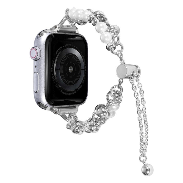 Pearl Bracelet Metal Watch Band, For Apple Watch SE 2023 44mm, For Apple Watch Ultra 49mm, For Apple Watch 8 41mm, For Apple Watch SE 2023 40mm, For Apple Watch Ultra 2 49mm, For Apple Watch 8 45mm