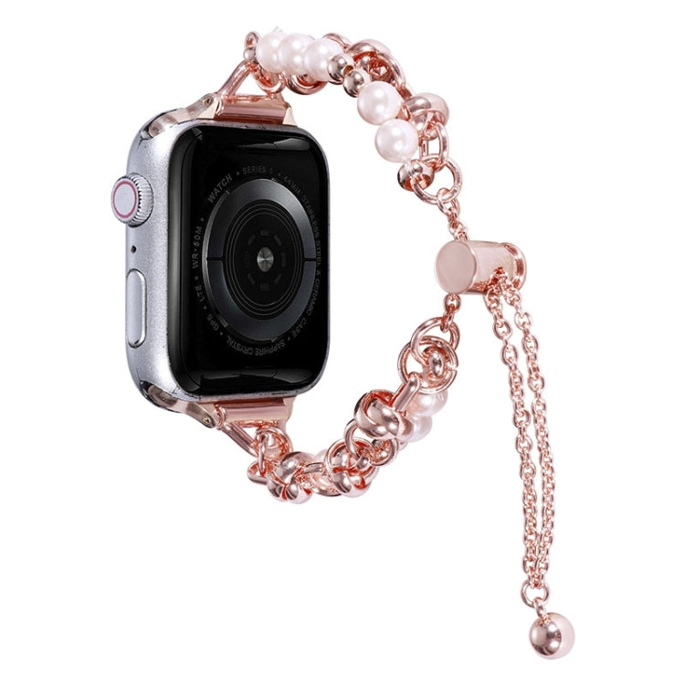 Pearl Bracelet Metal Watch Band, For Apple Watch SE 2023 44mm, For Apple Watch Ultra 49mm, For Apple Watch SE 2023 40mm, For Apple Watch 8 41mm, For Apple Watch Ultra 2 49mm, For Apple Watch 8 45mm