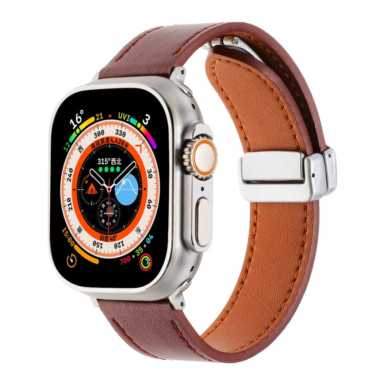 Magnetic Buckle Skin Feel Leather Watch Band, For Apple Watch SE 2023 44mm, For Apple Watch Ultra 49mm, For Apple Watch SE 2023 40mm