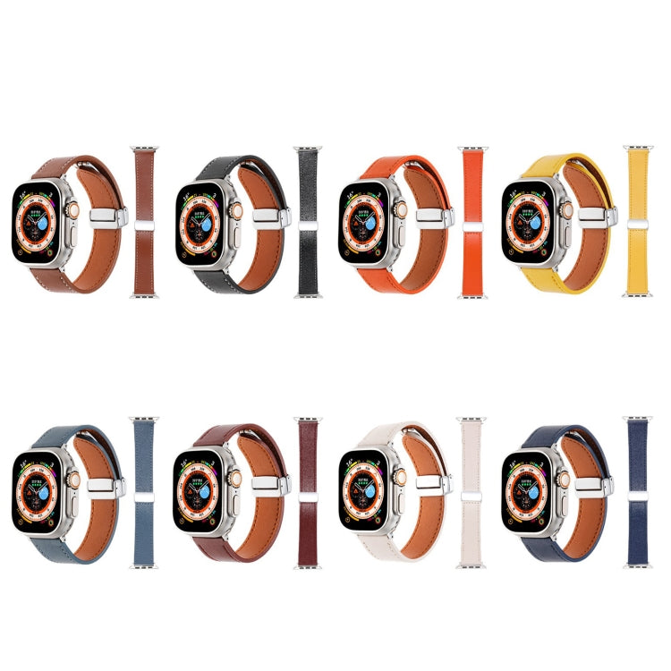 Magnetic Buckle Skin Feel Leather Watch Band, For Apple Watch Serie 8 41mm, For Apple Watch SE 40mm, For Apple Watch Serie 8 45mm