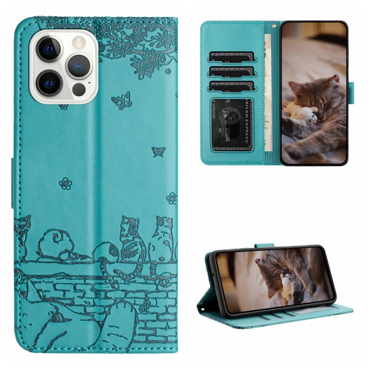Cat Embossing Pattern Leather Phone Case with Lanyard, For iPhone 14 Pro Max, For iPhone 7 / 8 / SE 2020 / SE 2022, For iPhone 13 Pro Max, For iPhone 13 Pro