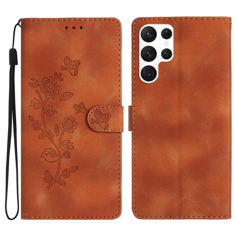 Flower Butterfly Embossing Pattern Leather Phone Case