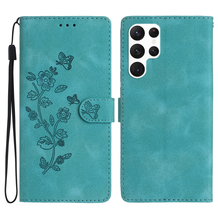 Flower Butterfly Embossing Pattern Leather Phone Case