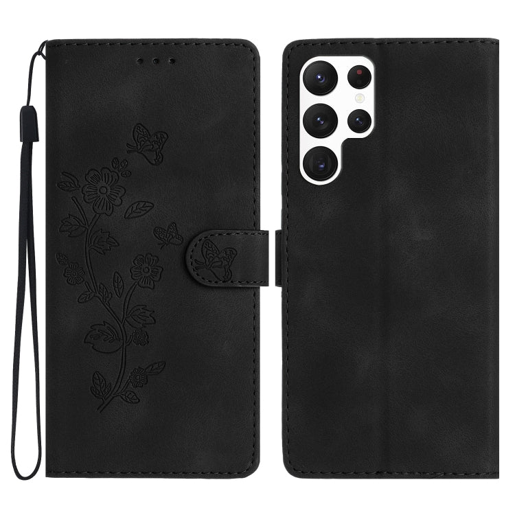 Flower Butterfly Embossing Pattern Leather Phone Case