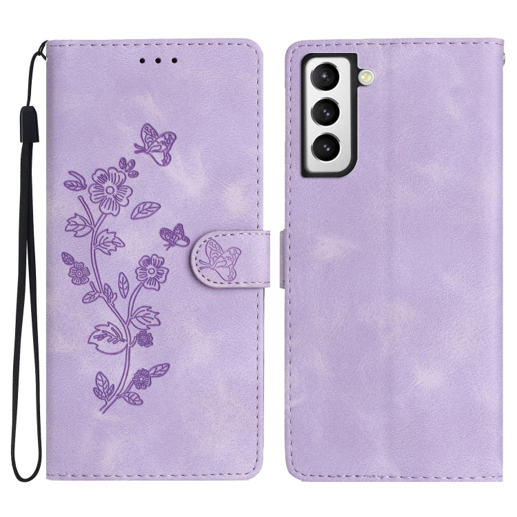 Flower Butterfly Embossing Pattern Leather Phone Case