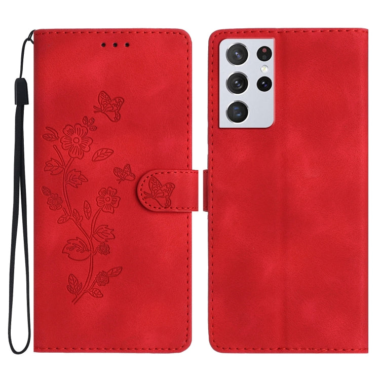 Flower Butterfly Embossing Pattern Leather Phone Case