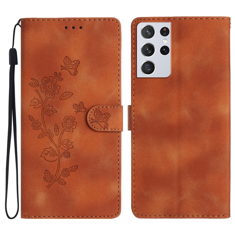 Flower Butterfly Embossing Pattern Leather Phone Case