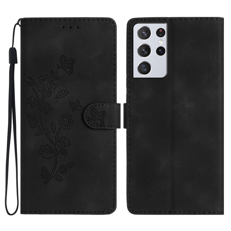 Flower Butterfly Embossing Pattern Leather Phone Case