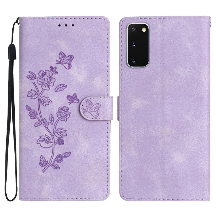 Flower Butterfly Embossing Pattern Leather Phone Case