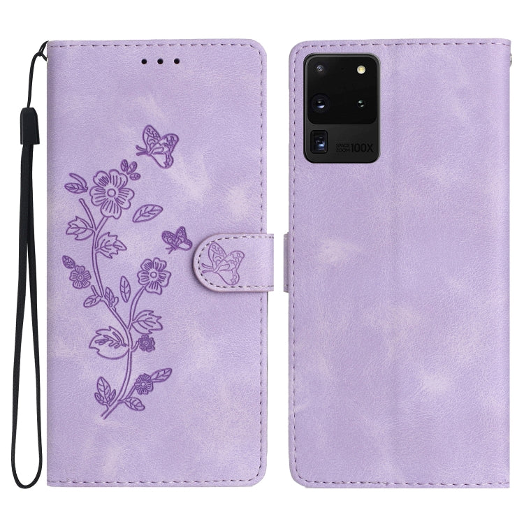 Flower Butterfly Embossing Pattern Leather Phone Case