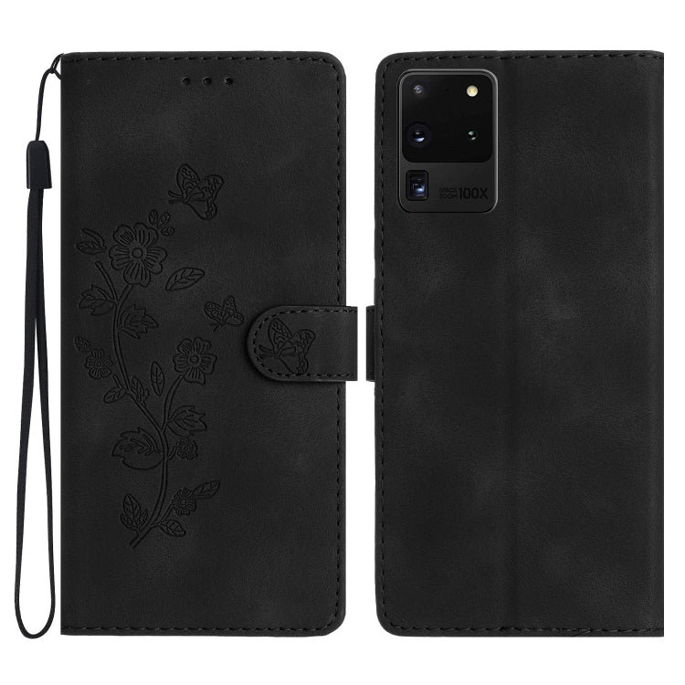 Flower Butterfly Embossing Pattern Leather Phone Case