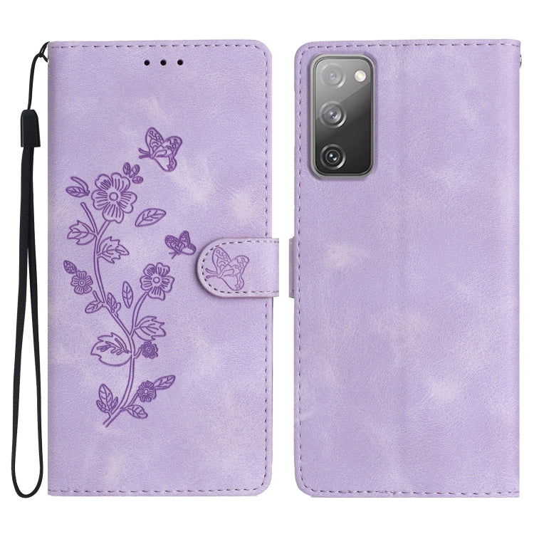 Flower Butterfly Embossing Pattern Leather Phone Case