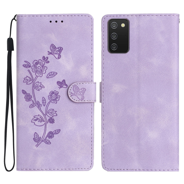 Flower Butterfly Embossing Pattern Leather Phone Case