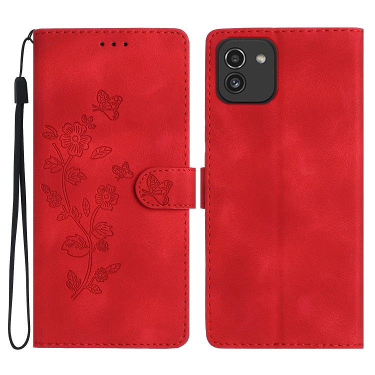 Flower Butterfly Embossing Pattern Leather Phone Case
