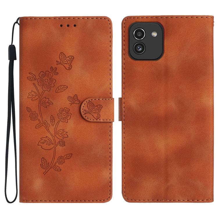 Flower Butterfly Embossing Pattern Leather Phone Case