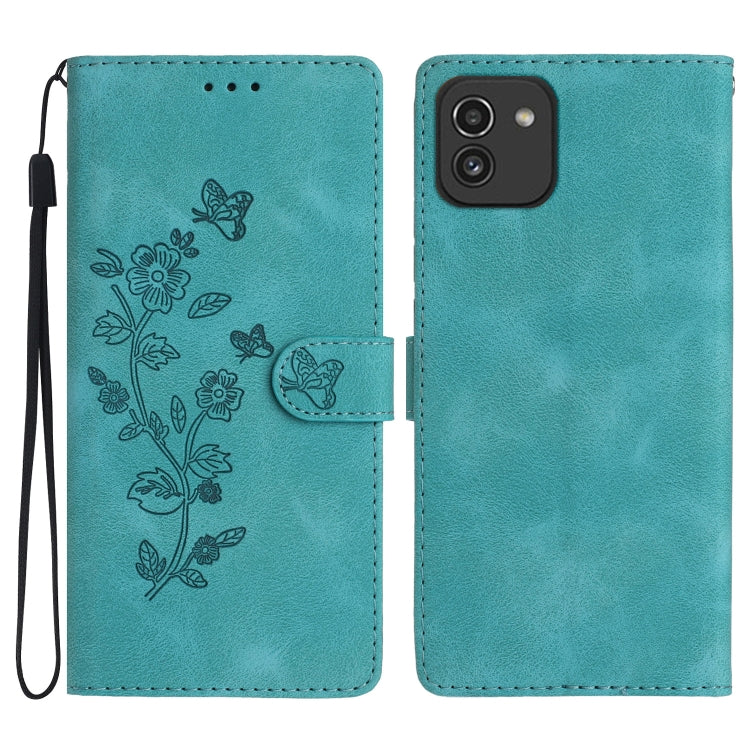 Flower Butterfly Embossing Pattern Leather Phone Case