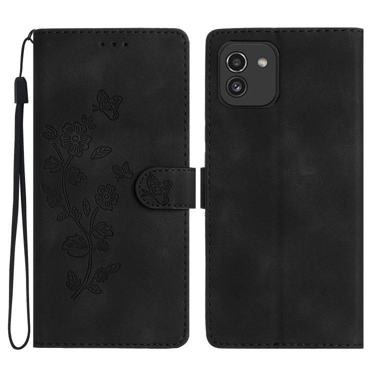 Flower Butterfly Embossing Pattern Leather Phone Case