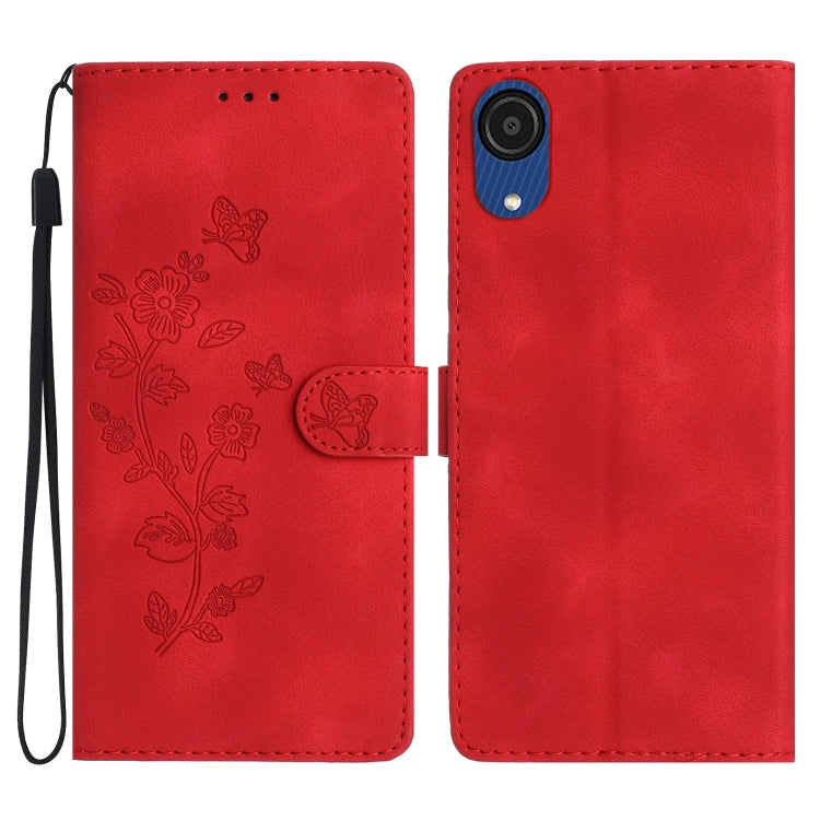 Flower Butterfly Embossing Pattern Leather Phone Case