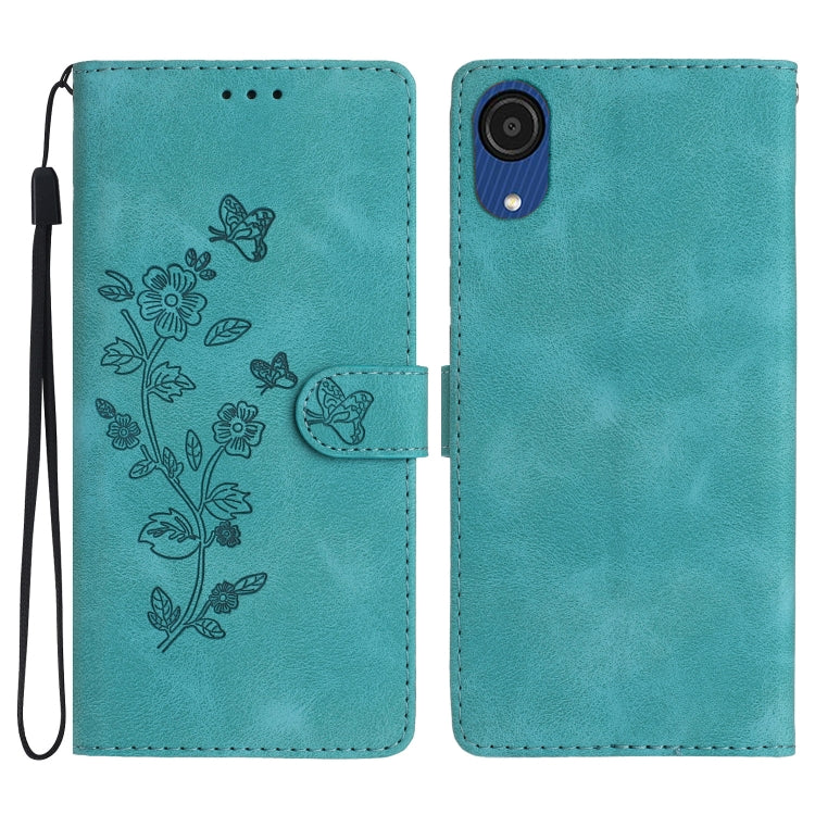 Flower Butterfly Embossing Pattern Leather Phone Case, For Samsung Galaxy A04 Core, For Samsung Galaxy A05s, For Samsung Galaxy A34 5G, For Samsung Galaxy S24 5G