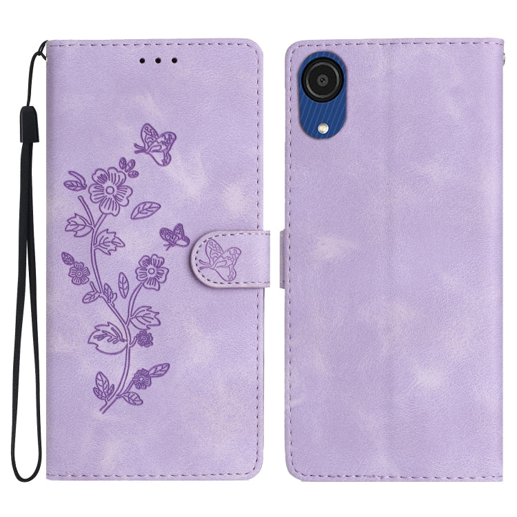 Flower Butterfly Embossing Pattern Leather Phone Case, For Samsung Galaxy A04 Core, For Samsung Galaxy A05s, For Samsung Galaxy A34 5G, For Samsung Galaxy S24 5G