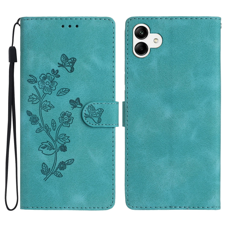 Flower Butterfly Embossing Pattern Leather Phone Case