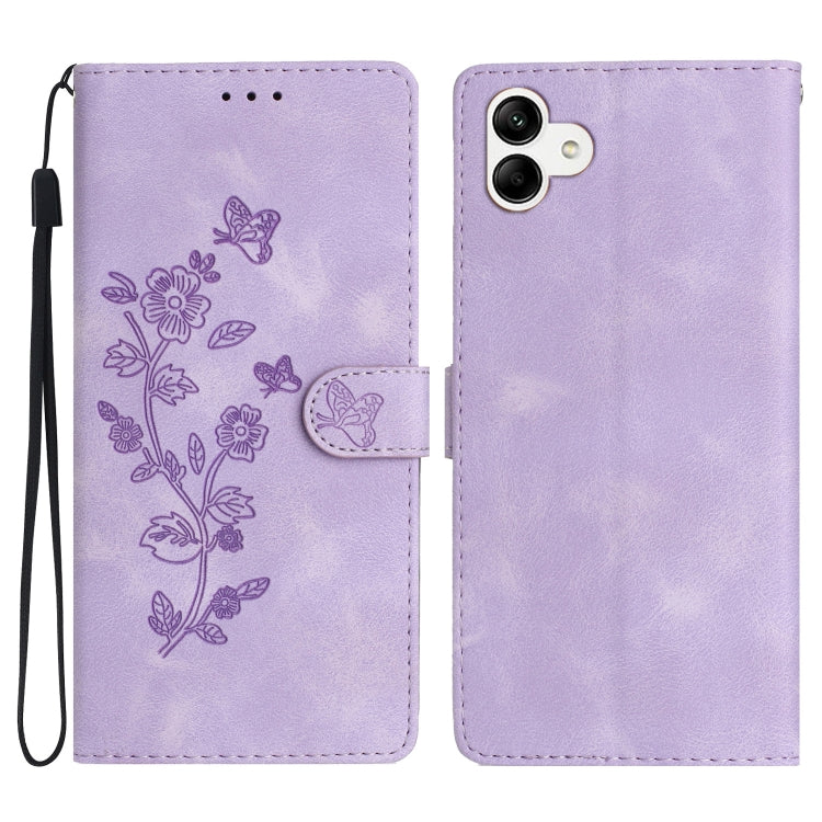 Flower Butterfly Embossing Pattern Leather Phone Case