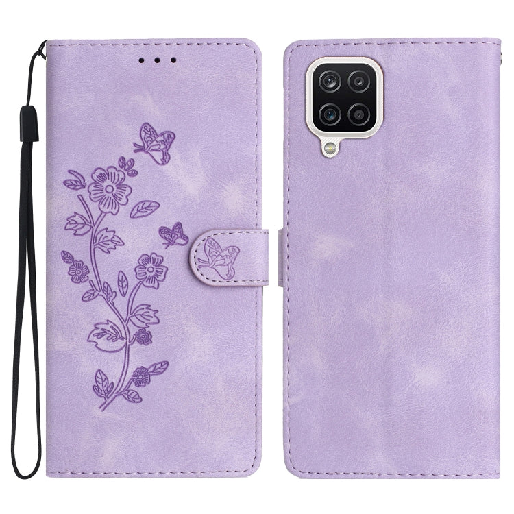 Flower Butterfly Embossing Pattern Leather Phone Case