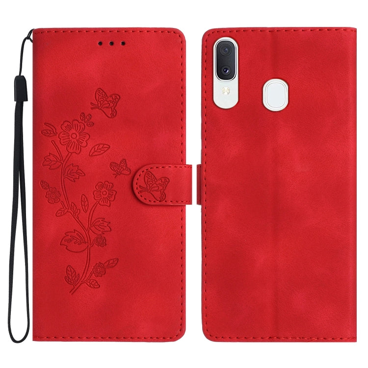 Flower Butterfly Embossing Pattern Leather Phone Case