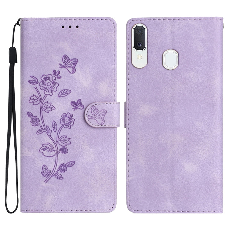 Flower Butterfly Embossing Pattern Leather Phone Case