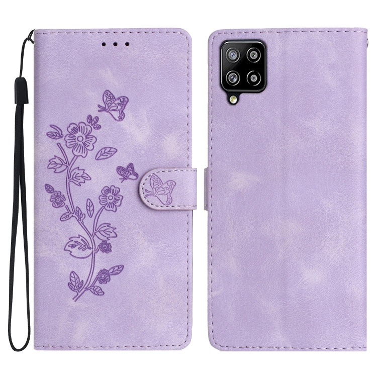 Flower Butterfly Embossing Pattern Leather Phone Case