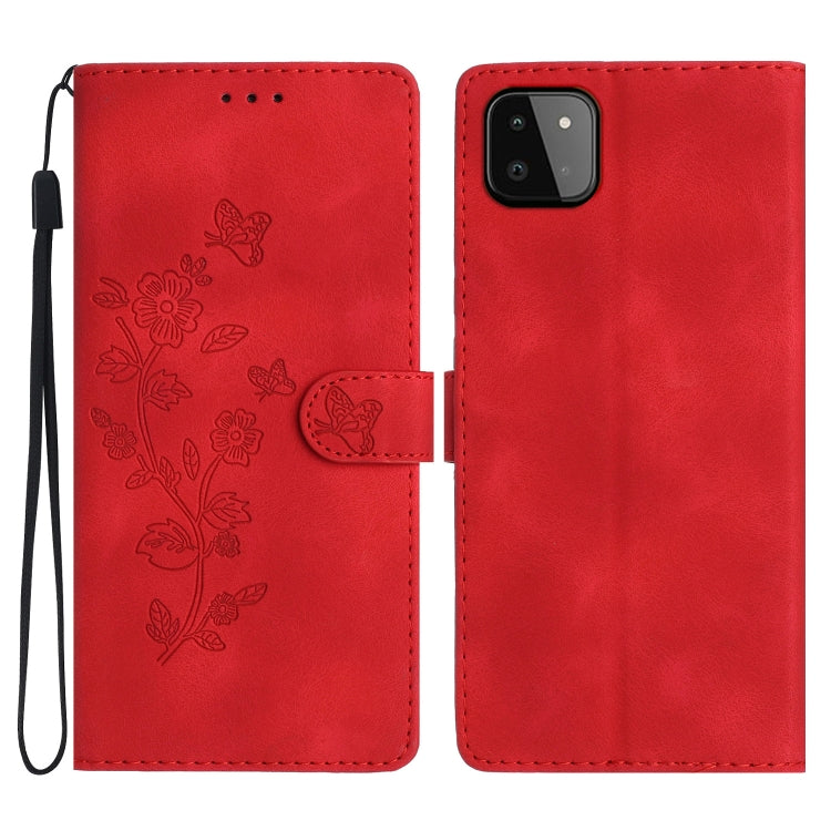 Flower Butterfly Embossing Pattern Leather Phone Case