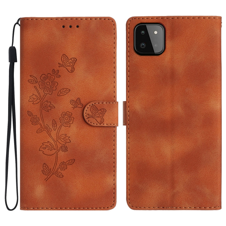 Flower Butterfly Embossing Pattern Leather Phone Case