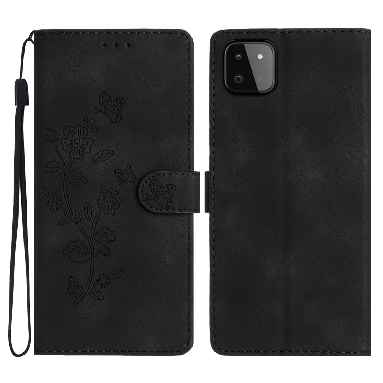 Flower Butterfly Embossing Pattern Leather Phone Case
