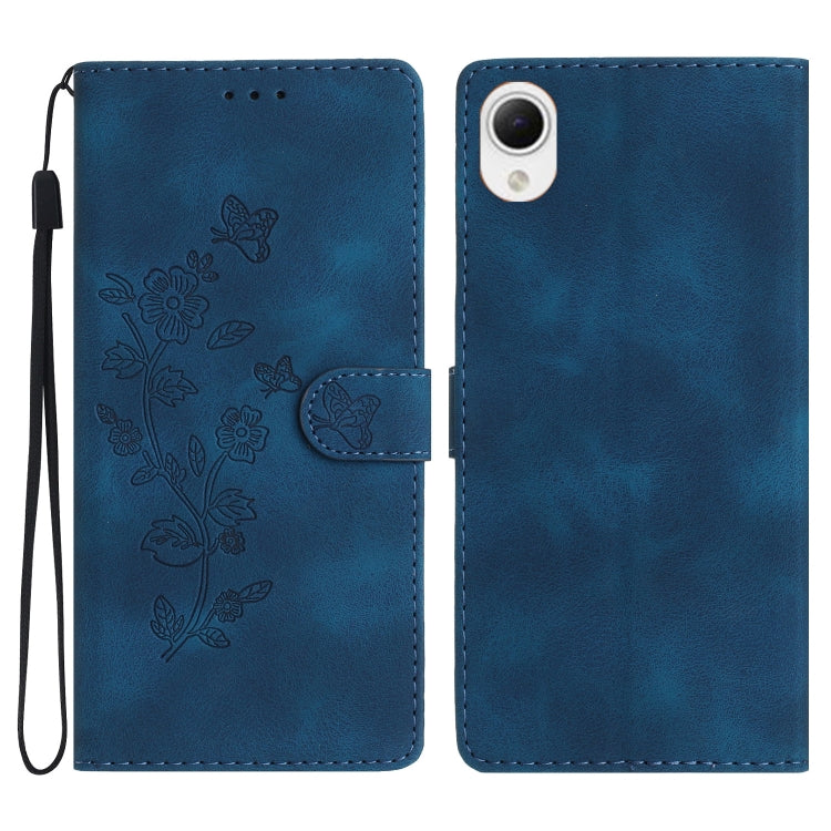 Flower Butterfly Embossing Pattern Leather Phone Case