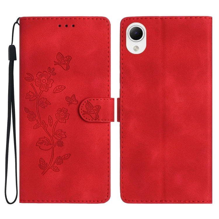 Flower Butterfly Embossing Pattern Leather Phone Case