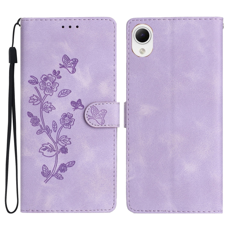 Flower Butterfly Embossing Pattern Leather Phone Case