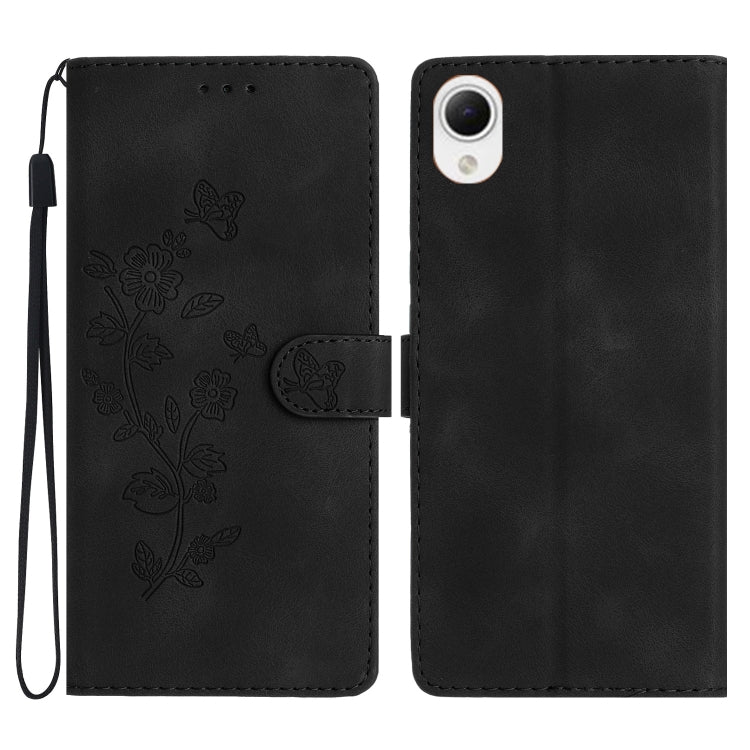 Flower Butterfly Embossing Pattern Leather Phone Case