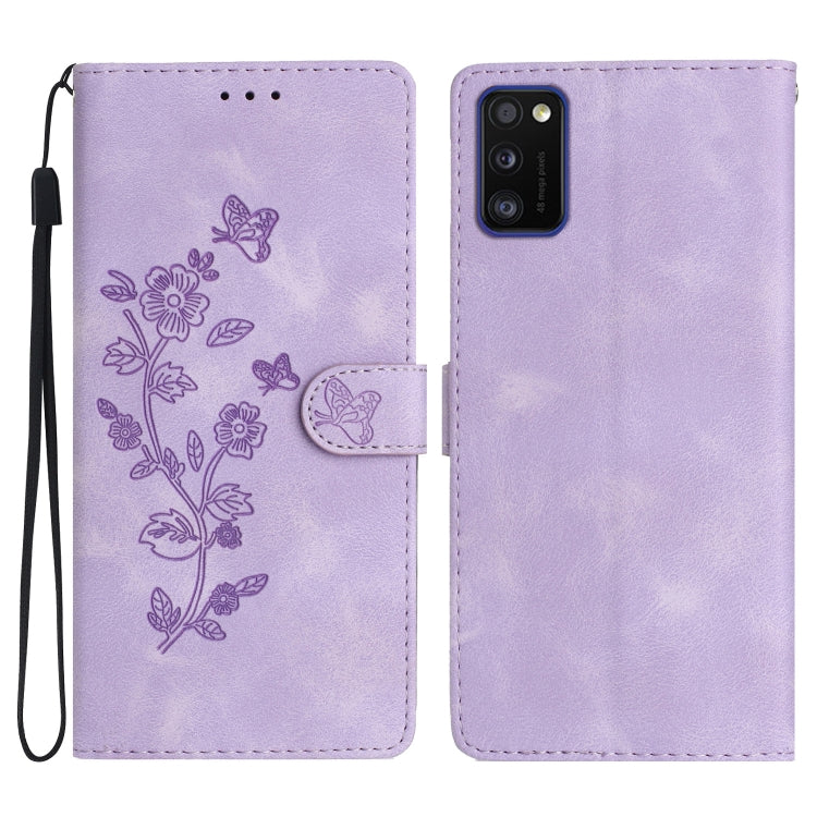 Flower Butterfly Embossing Pattern Leather Phone Case