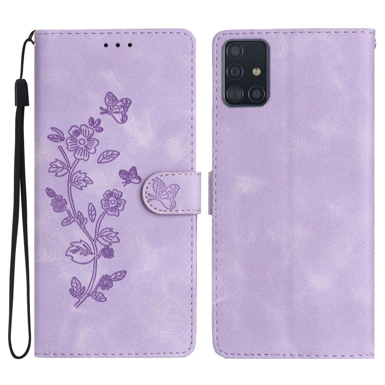 Flower Butterfly Embossing Pattern Leather Phone Case