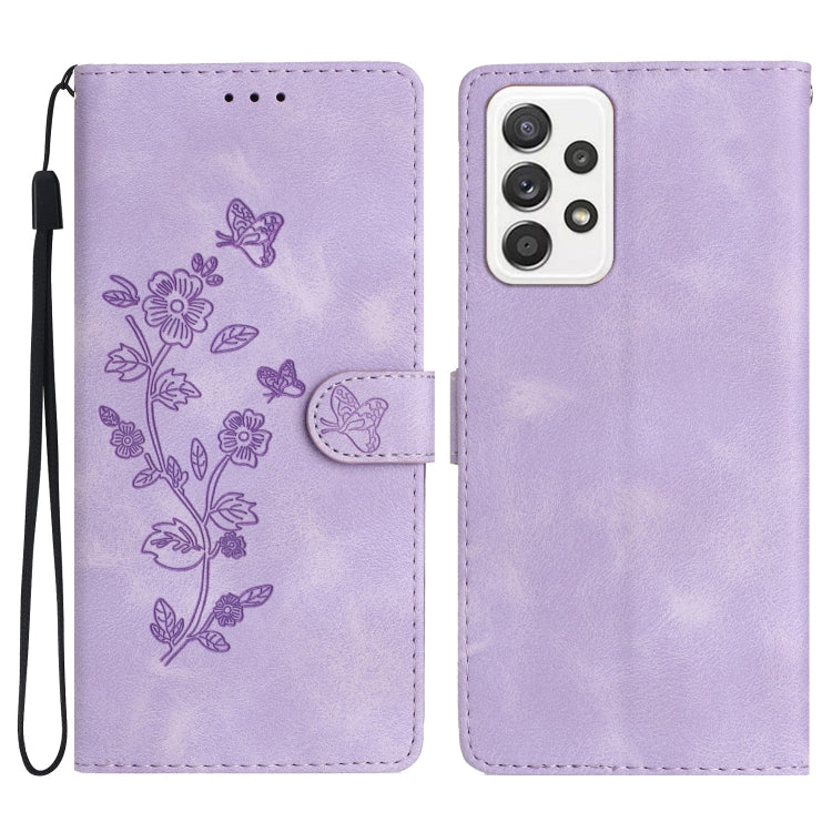 Flower Butterfly Embossing Pattern Leather Phone Case